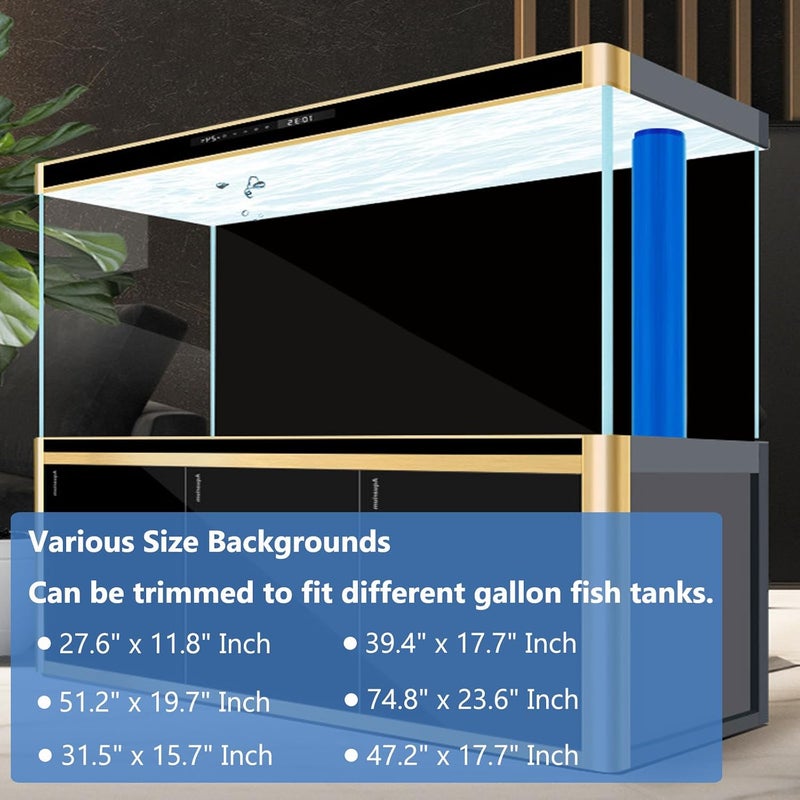 XCNO Aquarium Background Static Cling Black Fish Tank Background Wallpaper Fish Tank Backdrop Vinyl Aquarium Poster Background 31 x 16 in - Image 2